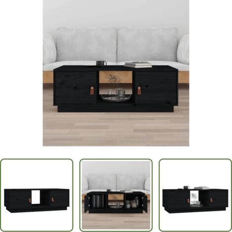 Tavolino in pino -  Tavolino da Salotto Nero 100x50x35 cm Legno Massello di Pino