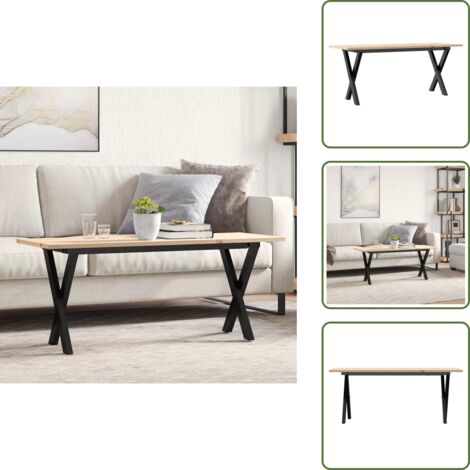 Tavolino in Pino - vidaXL Tavolino Salotto Telaio a X 110x40x45 cm Legno Pino e Acciaio - Tavolino in Acciaio
