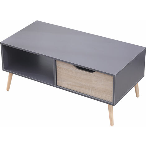 Tavolino in stile scandinavo grigio FREJA con cassetto