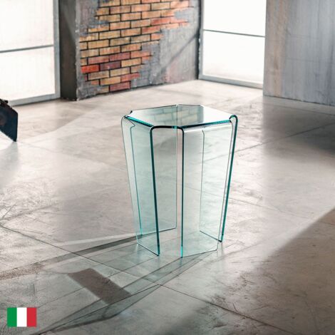 Tavolino in Vetro Curvato trasparente L 40 Made in Italy - Spider Alto