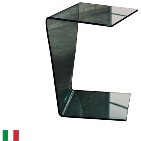 Tavolino in Vetro Curvato Trasparente L 40 Made in Italy - Twist Trasparente grigio