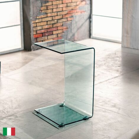 Tavolino in Vetro Curvato Trasparente L 45 Made in Italy - Comodo