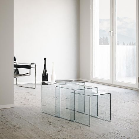Tavolino in Vetro Modulabile Itamoby Nest Trasparente