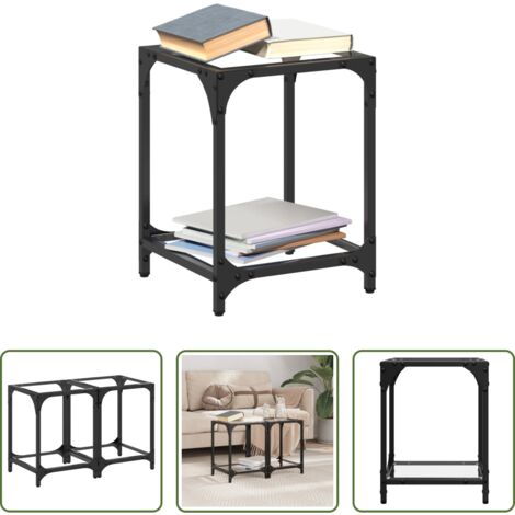 Tavolino in vetro -  Tavolini con Piano in Vetro Trasparente 2 pz 30x30x40cm Acciaio