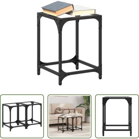 Tavolino in vetro -  Tavolini con Piano in Vetro Trasparente 2 pz 30x30x40cm Acciaio