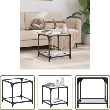 Tavolino in vetro -  Tavolini con Piano in Vetro Trasparente 2 pz 40x40x40cm Acciaio