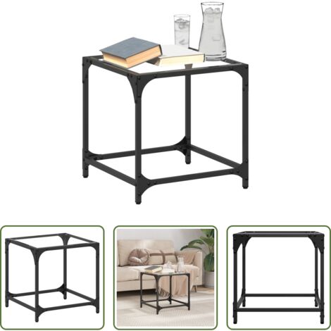 Tavolino in vetro -  Tavolini con Piano in Vetro Trasparente 2 pz 40x40x40cm Acciaio