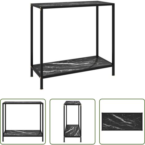 Tavolino in vetro temperato -  Tavolo Consolle Nero 80x35x75 cm in Vetro Temperato