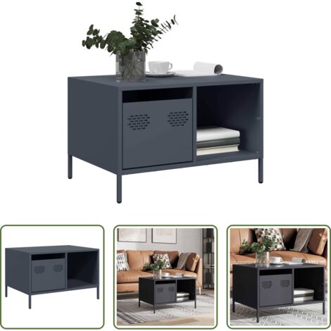 Tavolino industriale -  Tavolino Antracite 68,5x50x43,5 cm in Acciaio Laminato a Freddo