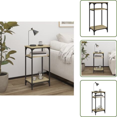 Tavolino industriale - vidaXL Tavolino Rovere Sonoma 40x30x75 cm in Legno Multistrato - Tavolino con gambe regolabili