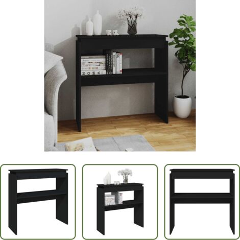 Tavolino ingresso -  Tavolino Consolle Nero 80x30x80 cm in Legno Multistrato