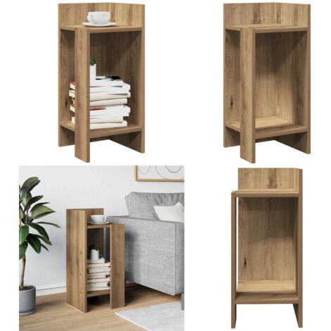 Tavolino Laterale con Ripiano Rovere Artigianale 25,5x27x60 cm - Ripiano in truciolato - Tavolino da caffè