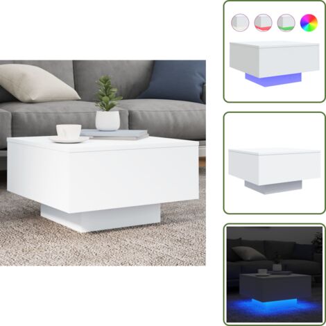 Tavolino laterale - vidaXL Tavolino da Soggiorno con Luci LED Bianco 55x55x31 cm - Tavolino porta telefono