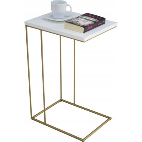 Tavolino laterale Wire, Oro Bianco Lucido