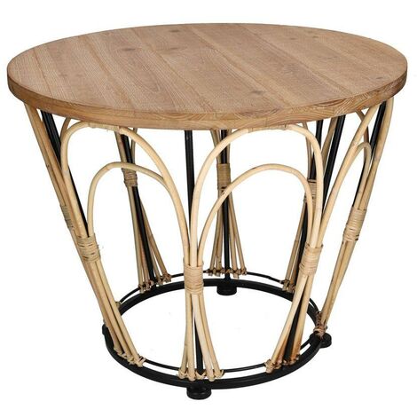 Tavolino legno noce tondo cmø50