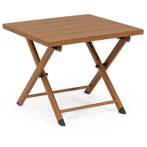 Tavolino Linea Taylor in Alluminico Verniciato Pecan 44x43 cm Pieghevole