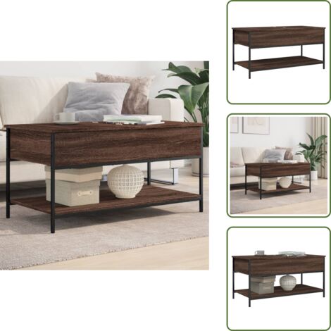 Tavolino marrone - vidaXL Tavolino Salotto Rovere Marrone 100x50x50cm Multistrato Metallo - Tavolino con piedini