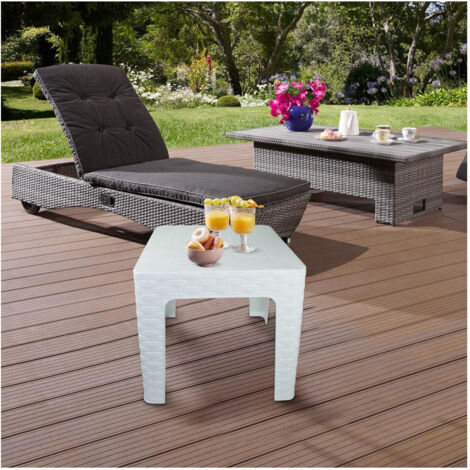 TAVOLINO MIAMI COLORE BIANCO CON EFFETTO RATTAN DIMAPLAST 42X42X42 CM