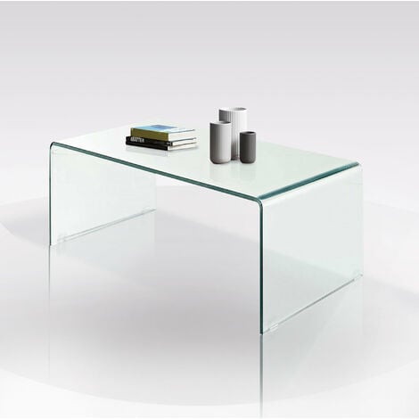 BISSOLO CASA TAVOLINO MOD. YES CM 100X48 H. 43 IN VETRO TEMPERATO TRASPARENTE