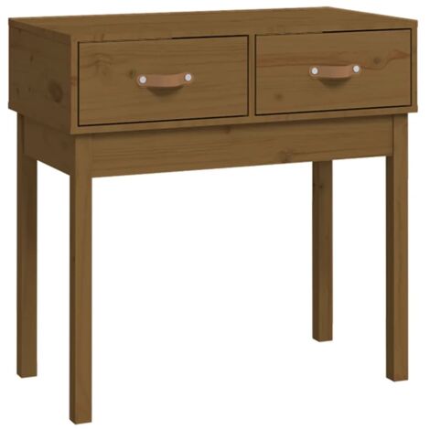 Tavolino moderno da ingresso consolle con cassetti 76,5 x 40 x 75 cm in legno di pino marrone miele DEC032052