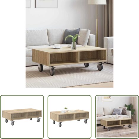 Tavolino moderno -  Tavolino con Ruote Rovere Sonoma 90 x 50 x 30 cm