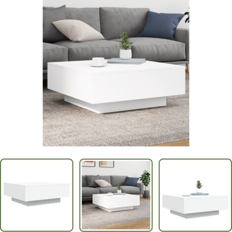 Tavolino moderno -  Tavolino da Salotto Bianco 80x80x31 cm in Legno Multistrato