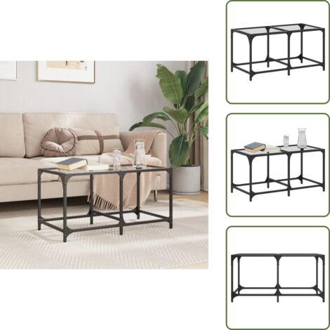 Tavolino moderno - vidaXL Tavolini con Piano Vetro Trasparente 2 pz 78,5x40x40 cm Acciaio - Tavolino da soggiorno