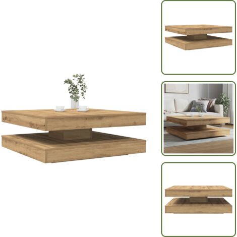 Tavolino moderno - vidaXL Tavolino da Caffè Girevole a 360 Gradi Artigianale 90x90x34,5cm - Tavolino artigianale
