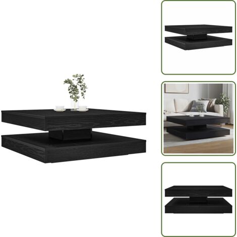 Tavolino moderno - vidaXL Tavolino da Caffè Girevole a 360 Gradi Nero 90x90x34,5 cm - Tavolino da salotto