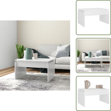 Tavolino moderno - vidaXL Tavolino da Salotto Bianco 68x50x38 cm Legno Multistrato - Tavolino in legno multistrato