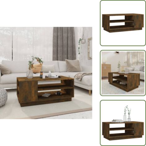Tavolino moderno - vidaXL Tavolino da Salotto Rovere Fumo 102x55x43 cm in Truciolato - Tavolino con ripiani
