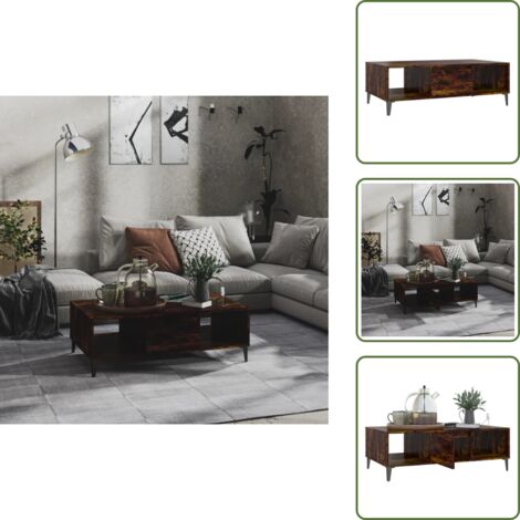 Tavolino moderno - vidaXL Tavolino da Salotto Rovere Fumo 103,5x60x35cm in Truciolato - Tavolino con ripiani