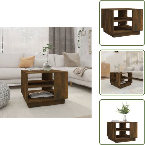 Tavolino moderno - vidaXL Tavolino da Salotto Rovere Fumo 55x55x43 cm in Truciolato - Tavolino con ripiani