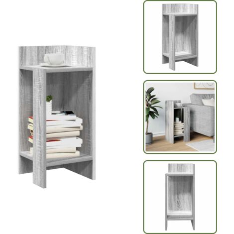 Tavolino moderno - vidaXL Tavolino Laterale con Ripiano Grigio Sonoma 25,5x27x60 cm - Tavolino in truciolato