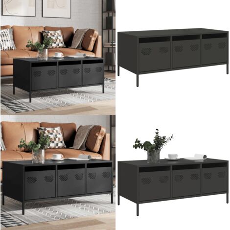 Tavolino Nero 101,5x50x43,5 cm in Acciaio Laminato a Freddo - Tavolino in acciaio - Tavolino industriale