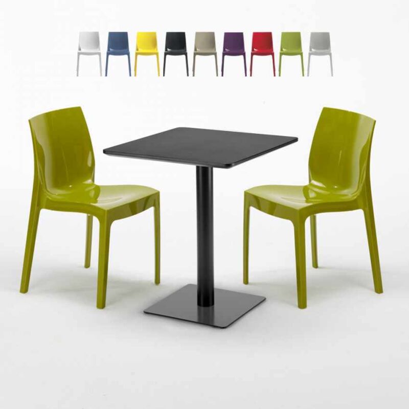 

Mesa Cuadrada Negra 60x60 cm y 2 Sillas De Colores Ice Licorice | Color: Verde oscuro