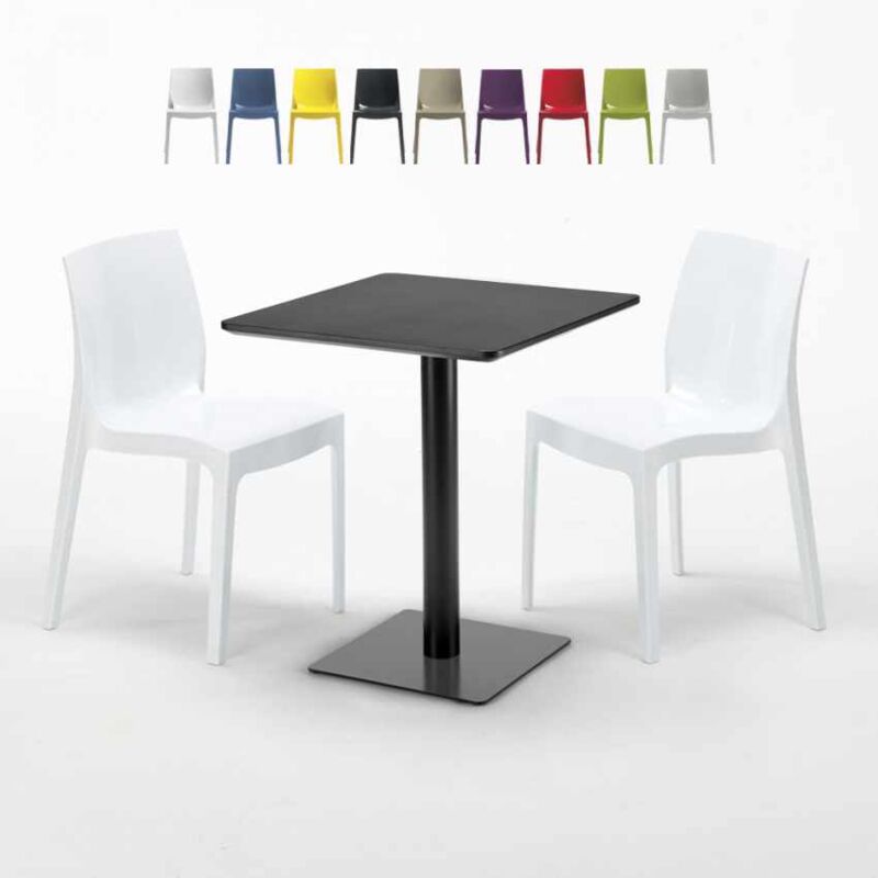 

Mesa Cuadrada Negra 60x60 cm y 2 Sillas De Colores Ice Licorice | Color: Blanco