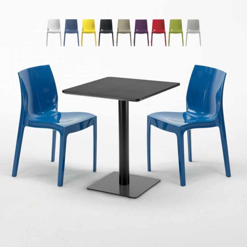

Mesa Cuadrada Negra 60x60 cm y 2 Sillas De Colores Ice Licorice | Color: Azul Marino
