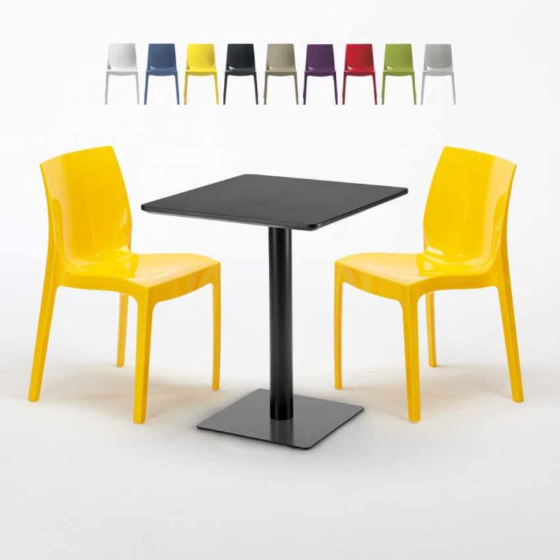

Mesa Cuadrada Negra 60x60 cm y 2 Sillas De Colores Ice Licorice | Color: Amarillo