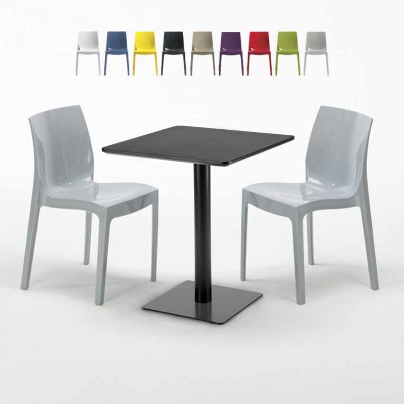 

Mesa Cuadrada Negra 60x60 cm y 2 Sillas De Colores Ice Licorice | Color: Gris