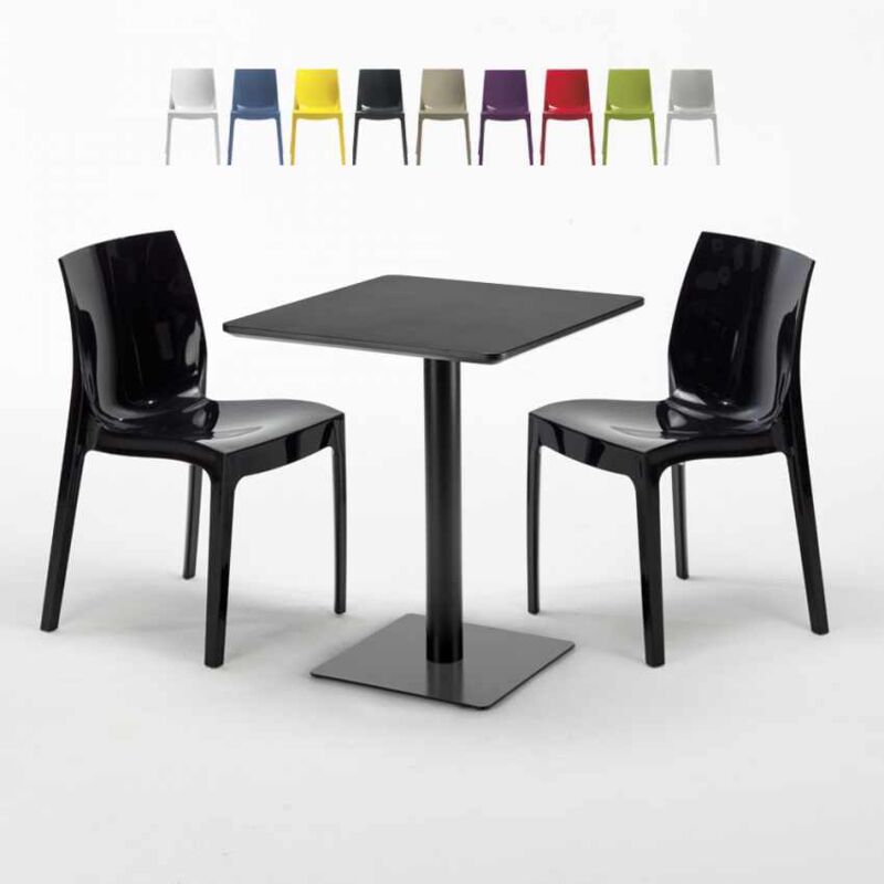 

Mesa Cuadrada Negra 60x60 cm y 2 Sillas De Colores Ice Licorice | Color: Negro