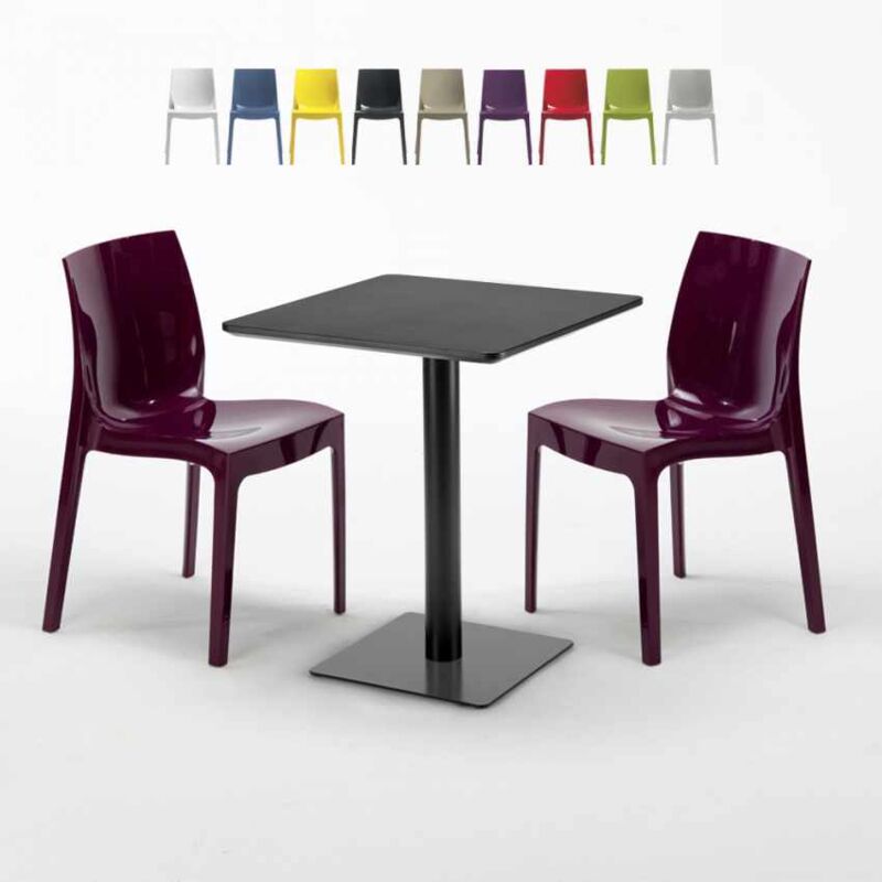 

Mesa Cuadrada Negra 60x60 cm y 2 Sillas De Colores Ice Licorice | Color: Morado