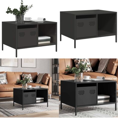 Tavolino Nero 68,5x50x43,5 cm in Acciaio Laminato a Freddo - Tavolino in acciaio - Tavolino industriale
