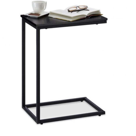 Tavolino nero con base in metallo