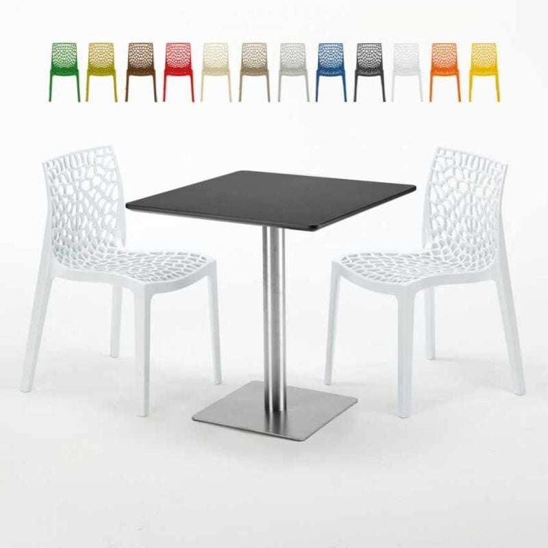 

Mesa Cuadrada Negra 70x70 cm y 2 Sillas De Colores Gruvyer Rum Raisin | Color: Blanco