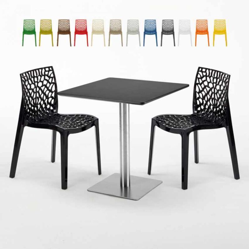 

Mesa Cuadrada Negra 70x70 cm y 2 Sillas De Colores Gruvyer Rum Raisin | Color: Negro