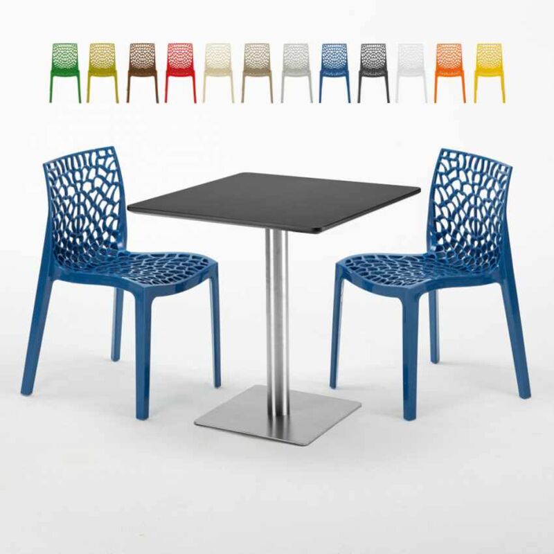 

Mesa Cuadrada Negra 70x70 cm y 2 Sillas De Colores Gruvyer Rum Raisin | Color: Azul Marino