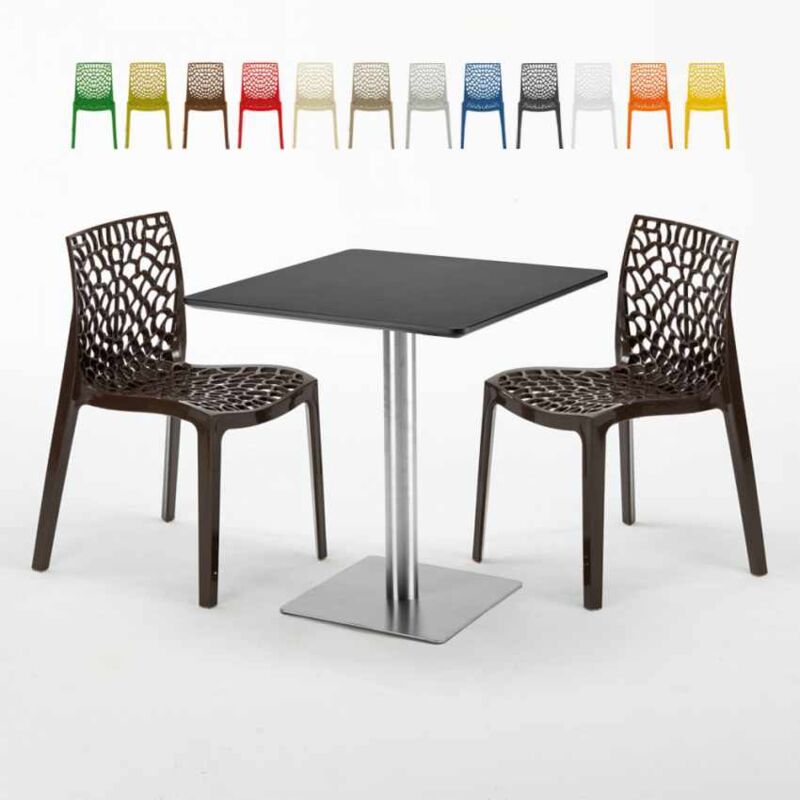 

Mesa Cuadrada Negra 70x70 cm y 2 Sillas De Colores Gruvyer Rum Raisin | Color: Marrón