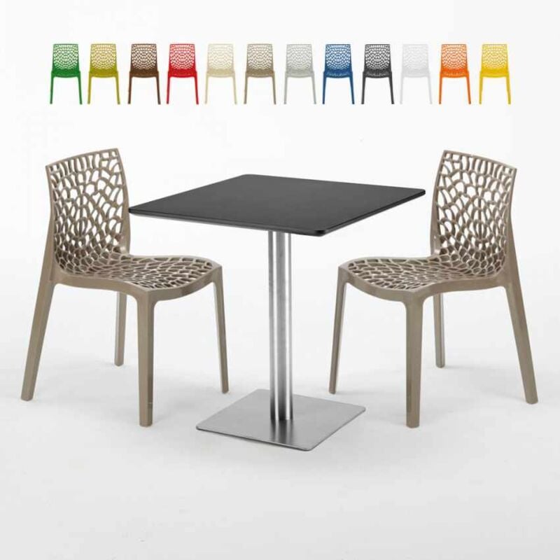 

Mesa Cuadrada Negra 70x70 cm y 2 Sillas De Colores Gruvyer Rum Raisin | Color: Beige Juta