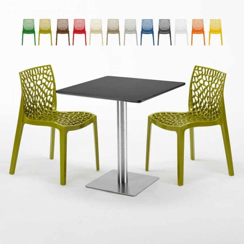 

Mesa Cuadrada Negra 70x70 cm y 2 Sillas De Colores Gruvyer Rum Raisin | Color: Verde Anís